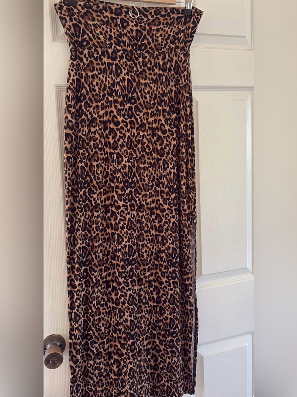 Leopard Print Maxi Skirt - Brown/Black